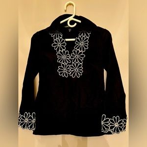 Vivienne Tam tops for women size 0/S long sleeves white embroidered .
